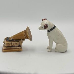 Vintage Nipper Phonograph Salt & Pepper Shakers Dog Victor RCA Figurines